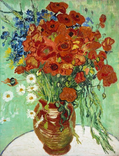 Vase med kornblomster og valmuer av Vincent van Gogh