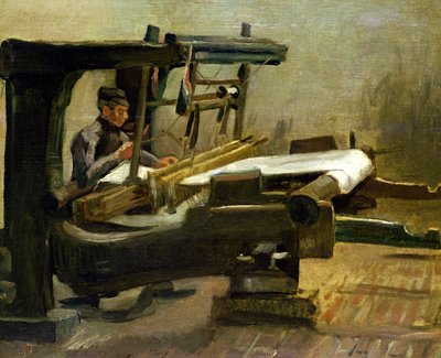 Vever ved vevstolen, mot høyre, 1884 av Vincent van Gogh