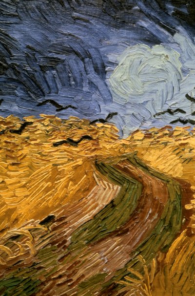 Hvetemark med kråker, detalj 1890. av Vincent van Gogh