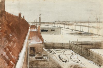 Utsikt fra vinduet til Vincents studio om vinteren II (1883) av Vincent van Gogh
