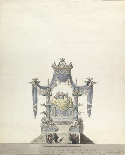Katafal for keiserinne Katarina den store av Russlands fronthøyde., 1796. av Vincenzo Brenna
