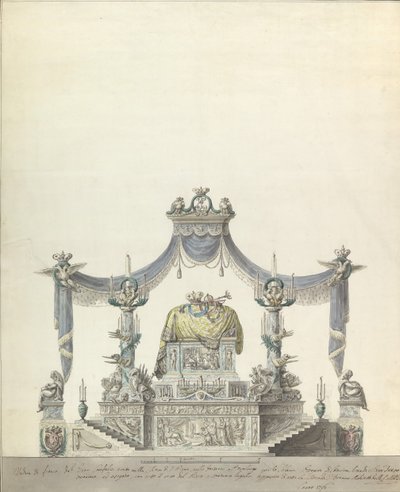 Katafalke til keiserinne Katarina den store av Russland Side Elevation., 1796. av Vincenzo Brenna