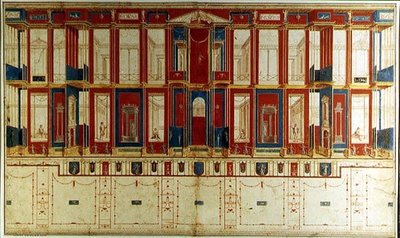 Pompeianske veggdekorasjoner (akvarell og gouache på papir) av Vincenzo Brenna