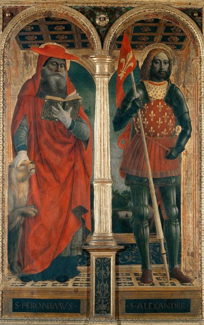 De hellige Jerome og Alexander. Polyptyk fra Santa Maria delle Grazie, 1500-1505. av Vincenzo Foppa