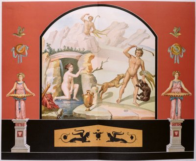 Actaeon oppdager gudinnen Diana ved badet hennes, rekonstruksjon av en freskomaleri i House of Sallust i Pompeii av Vincenzo Loria