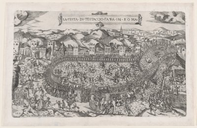 Mirror of Roman Magnificence: Karnevalsleker holdt i Mount Testaccio i Roma, 1558., 1558 av Vincenzo Luchino