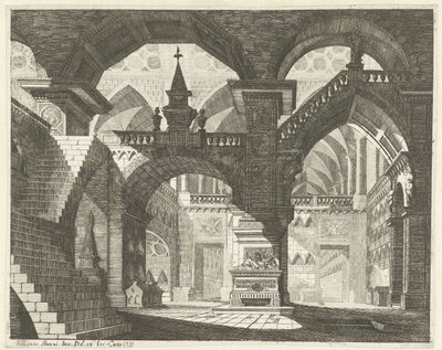 Kerkinterieur Caprici of theatrical scenes (serietittel) av Vincenzo Mazzi