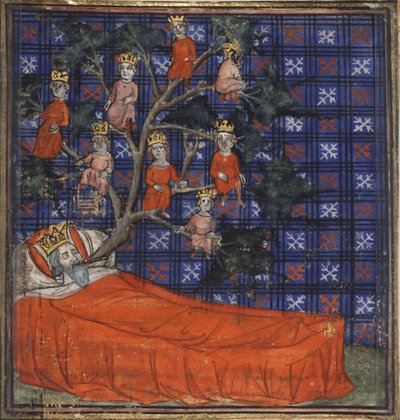 The Tree of Jesse fra Bible Historyle av Guiart des Moulins, 1400-1415 av Virgil Master