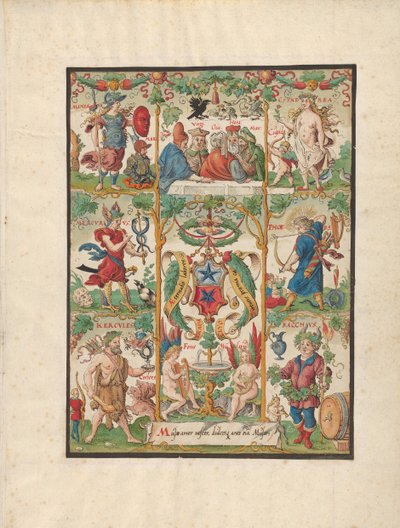 Klassisk allegori med armene til Ochsenfelder, midten av 1500-tallet. av Virgil Solis