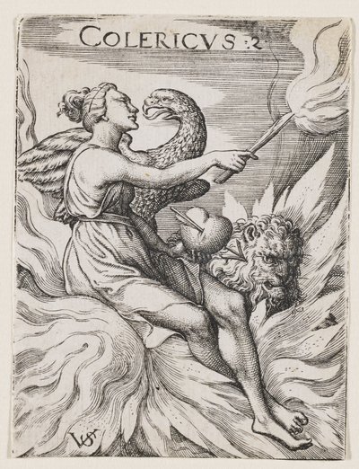 Kolerisk temperament, ca. 1530-62 (gravering) av Virgilius the elder Solis