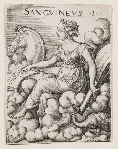 Sanguine Temperament, ca. 1530-62 (gravering) av Virgilius the elder Solis