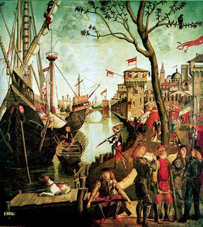 Ankomst av Saint Ursula i Köln under beleiringen av hunerne The Legend of Saint Ursula, 1490 av Vittore Carpaccio