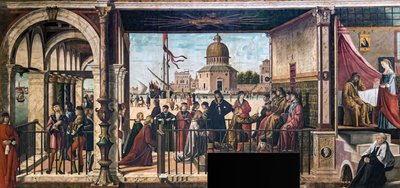 Ankomst av de engelske ambassadørene ved hoffet til kongen av Bretagne The Legend of..., 1495-150 av Vittore Carpaccio