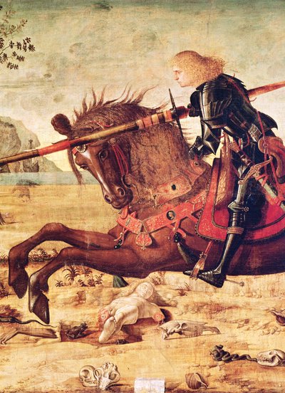 Detalj av St. George som dreper dragen, ca. 1502-07 av Vittore Carpaccio