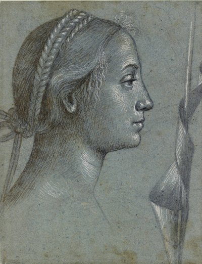 Hodet til en kvinne med en vimpel viklet rundt en stang, sent på 1400-tallet av Vittore Carpaccio