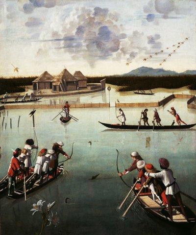 Jakt på lagunen, ca. 1490-5 (olje på panel) av Vittore Carpaccio