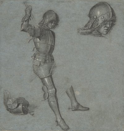 Studier av en sittende ungdom i rustning, ca. 1505. av Vittore Carpaccio