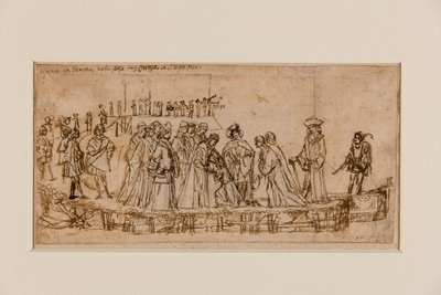 Den engelske prins Conan tar avskjed med faren sin (penn og blekk over kritt på papir) (rekto av 5933931) av Vittore Carpaccio