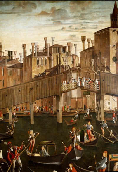 Mirakelet til relikvien fra Det hellige kors ved Rialtobroen i Venezia, detalj. Maleri av Vittore Scarpazza dit Vittore Carpaccio (1460-1525) av Vittore Carpaccio