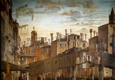 Mirakelet til relikvien fra Det hellige kors ved Rialtobroen i Venezia, detalj. Maleri av Vittore Scarpazza dit Vittore Carpaccio (1460-1525) av Vittore Carpaccio