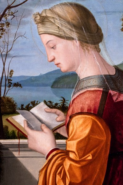 Jomfru Maria-lesningen, ca. 1505–1510 (olje på tre) av Vittore Carpaccio