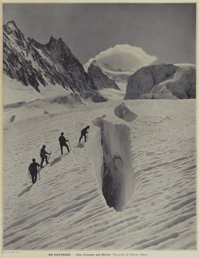 I Dauphine-regionen i de franske alpene: en sprekk på isbreen Blanc på Barre des Ecrins av Vittorio Sella