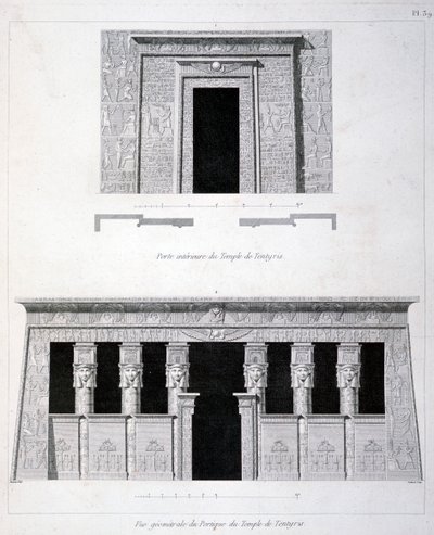 En døråpning og portal ved Temple of Tentyris, 1800-tallet av Vivant Denon
