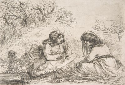 To kvinner i et landskap, 1700-begynnelsen av 1800-tallet., 1700-begynnelsen av 1800-tallet. av Vivant Denon