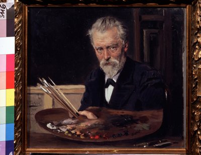 Selvportrett (Selvportrett). Maleri av Vladimir Yegorovich Makovski (Makovsky, Makovskij) (1846-1920), huile sur toile av Vladimir Egorovic Makovsky