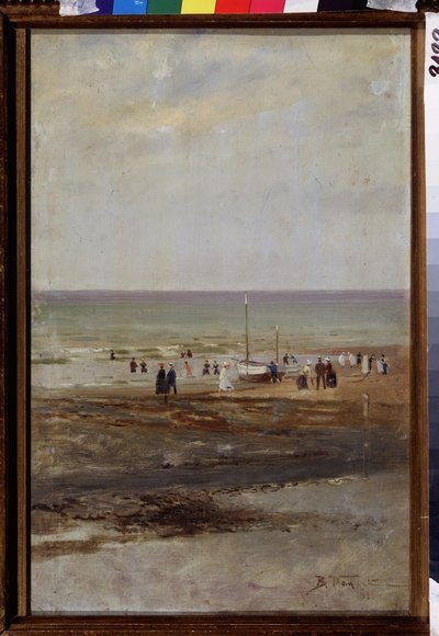 På stranden (På stranden). Maleri av Vladimir Yegorovich Makovsky (Makovsky, Makovskij) (1846-1920), olje på lerret av Vladimir Egorovic Makovsky
