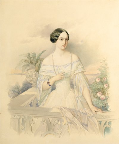 Portrett av storhertuginne Olga Nikolaevna, 1846 (wc på papp) av Vladimir Ivanovich Hau