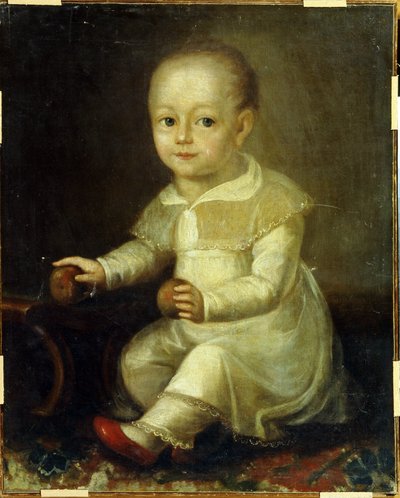 Portrett av et barn med epler. (Portrett av et barn med epler). Maleri av Vladimir Lukitch Borovikovsky (eller Borovikovsky) (1757-1825) av Vladimir Lukich Borovikovsky