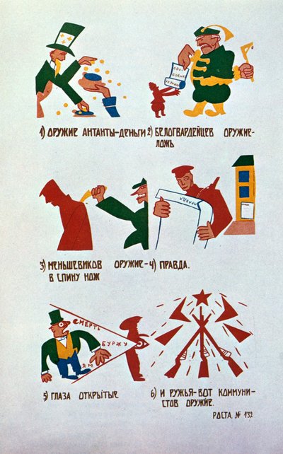 Karikatur mot monarkistene, Okna Rosta, 1920. av Vladimir Mayakovsky