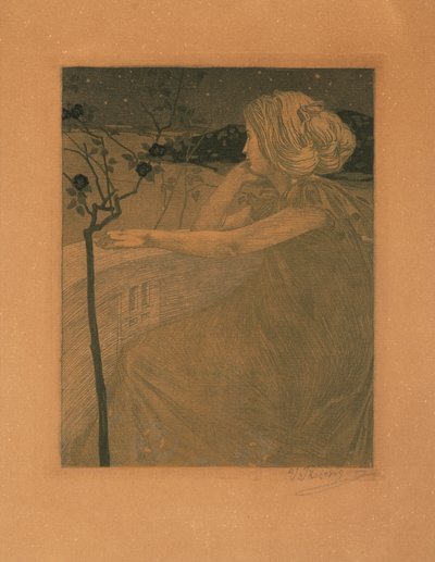 Meditasjon på balkongen, 1899-1900. av Vojtěch Preissig