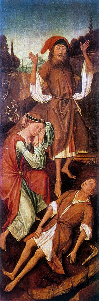 Adam og Eva gråter over evnens legeme, c1440-1495. av Vrancke van der Stockt