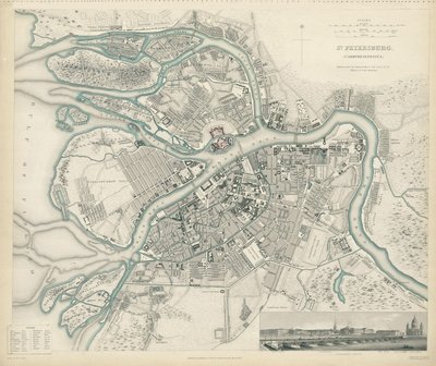Kart over Petersburg, 1834 av W.B. Clarke