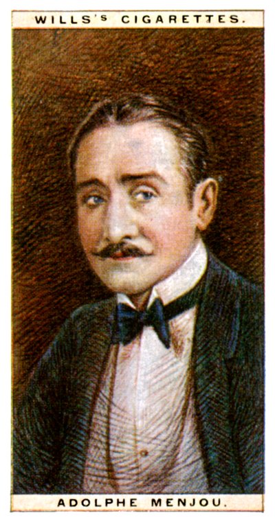 Adolphe Menjou 1890-1963, amerikansk skuespiller, 1928. av WD and HO Wills