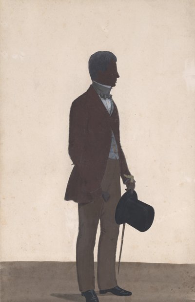 En ung mann, stående, full lengde silhuett, profil til høyre, 1850. av WH Beaumont