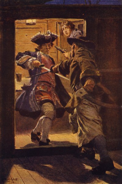 Illustrasjon for kidnappet (farge litho) av W.R.S. (after) Stott