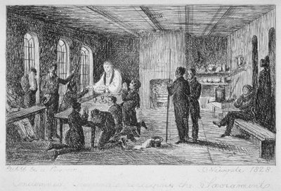 Inne i Newgate Prison, Old Bailey, City of London, 1828 av WT