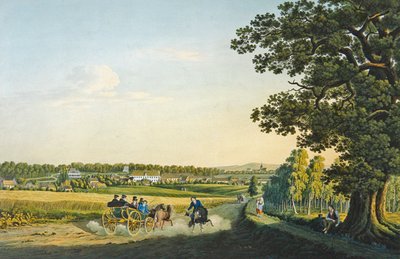 Utsikt over Alt Haldensleben gravert av Carl August Richter (1770-1848) (gravering med akvarell) av W. (after) Behrendsen