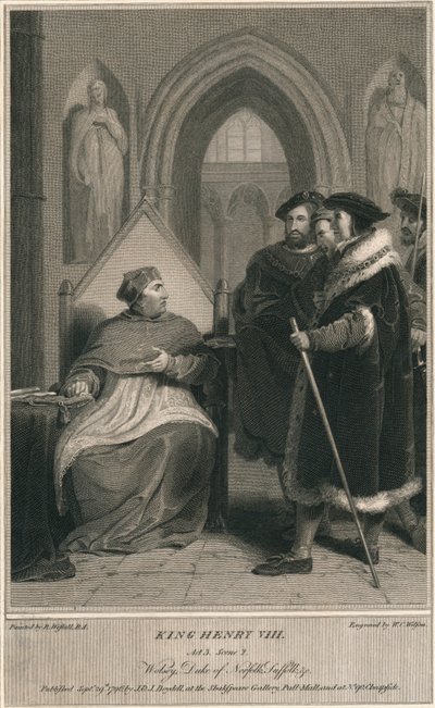Kong Henrik VIII. Akt 3. Scene 2. Wolsey, Duke of Norfolk, Suffolk & c, 1796. av W. C. Wilson