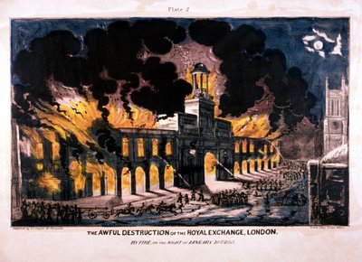 The Awful Destruction of the Royal Exchange 2nd fire, London, 1838 av W Clerk