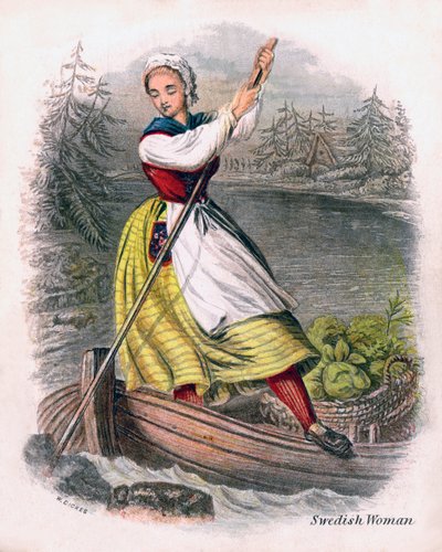 Svensk kvinne roing, 1809. av W. Dickes