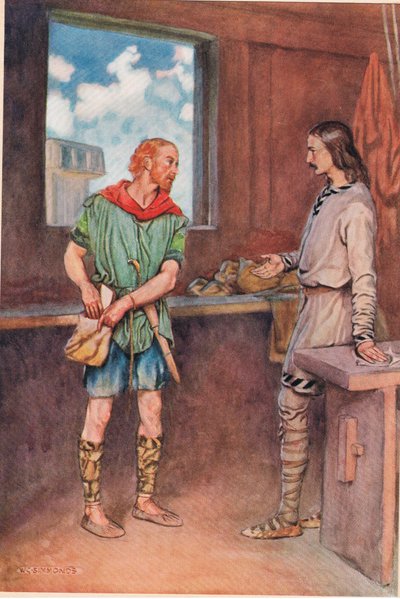 En sjømann gir Horatio et brev fra Hamlet, fra 