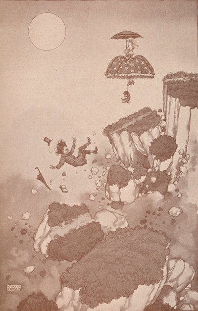 Hvordan oppfinneren av flyet først fikk ideen under et skred, c1918 1919 av William Heath Robinson
