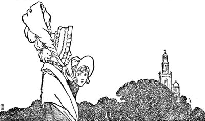Karen og den gamle damen gikk til kirken, c1930 av William Heath Robinson