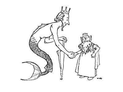 Mer-kongen må inviteres først, c1930 av William Heath Robinson