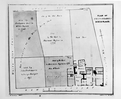 Plan over Shakespeares fødested av W. Heming