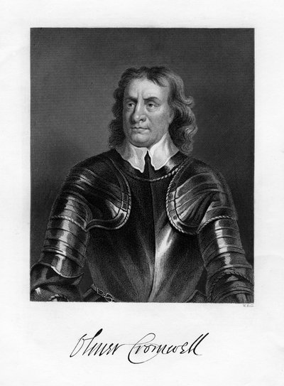 Oliver Cromwell, engelsk soldat og statsmann, 1800-tallet av W. Holl